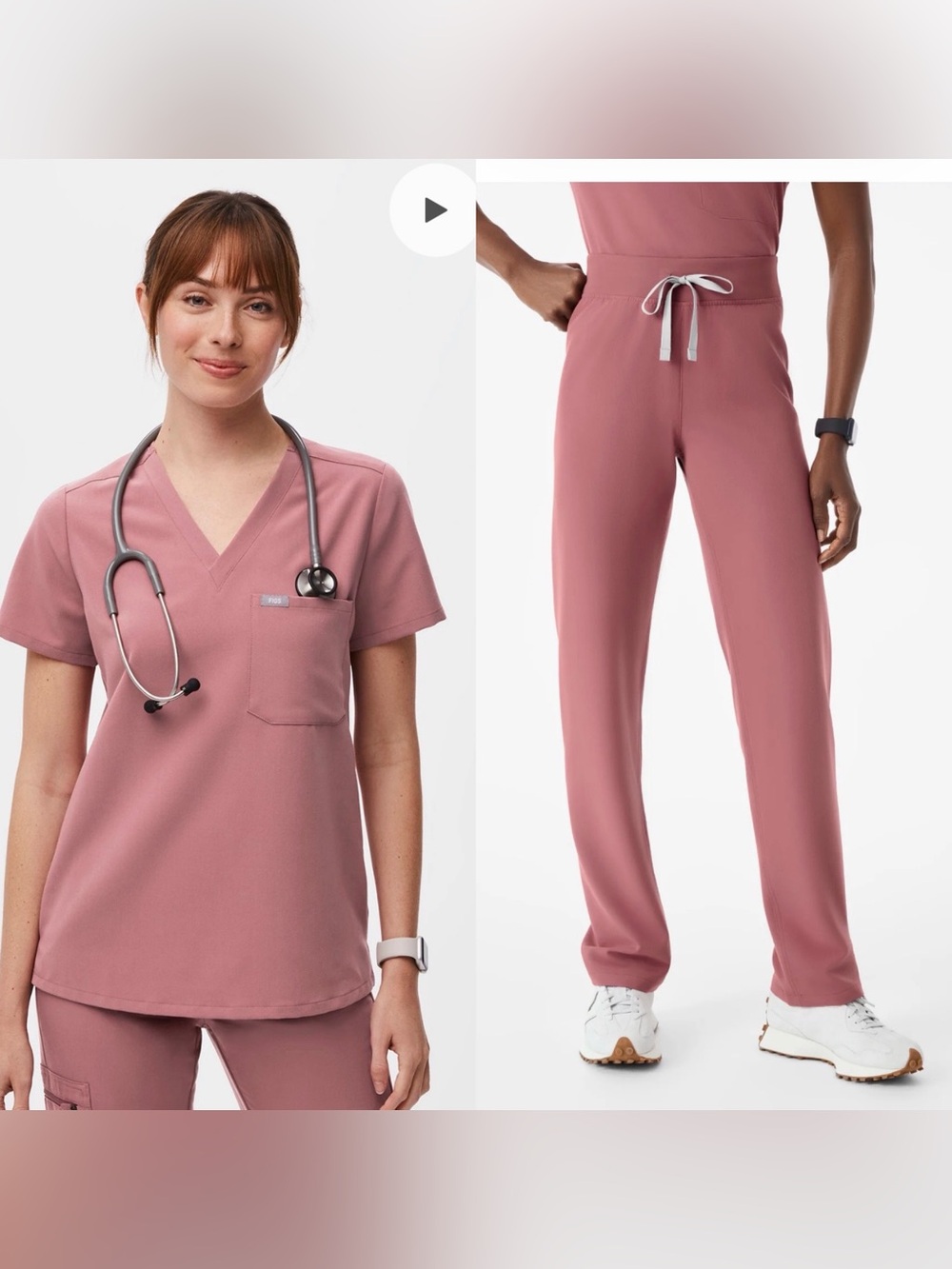 Figs Mauve Set! Medium Catarina Top and M TALL Livingston Straight Leg Pants